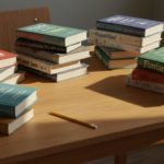 textbooks on the table