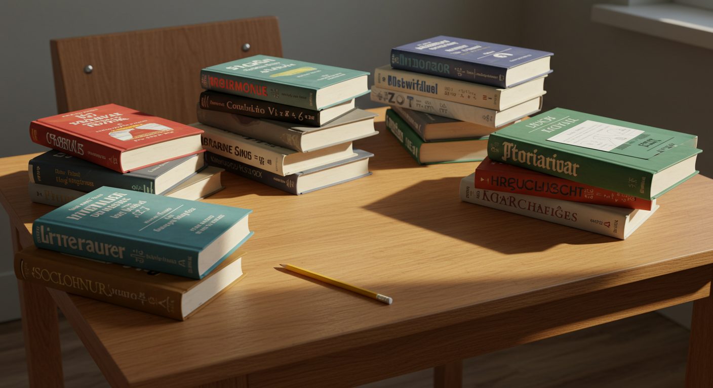 textbooks on the table